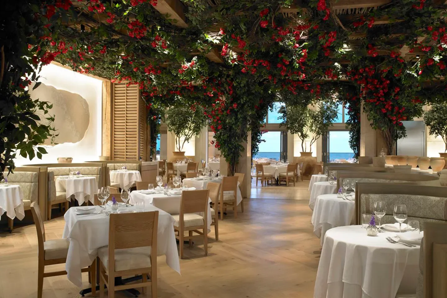 Avra Miami restaurant interior with tables set for dining in Miami.