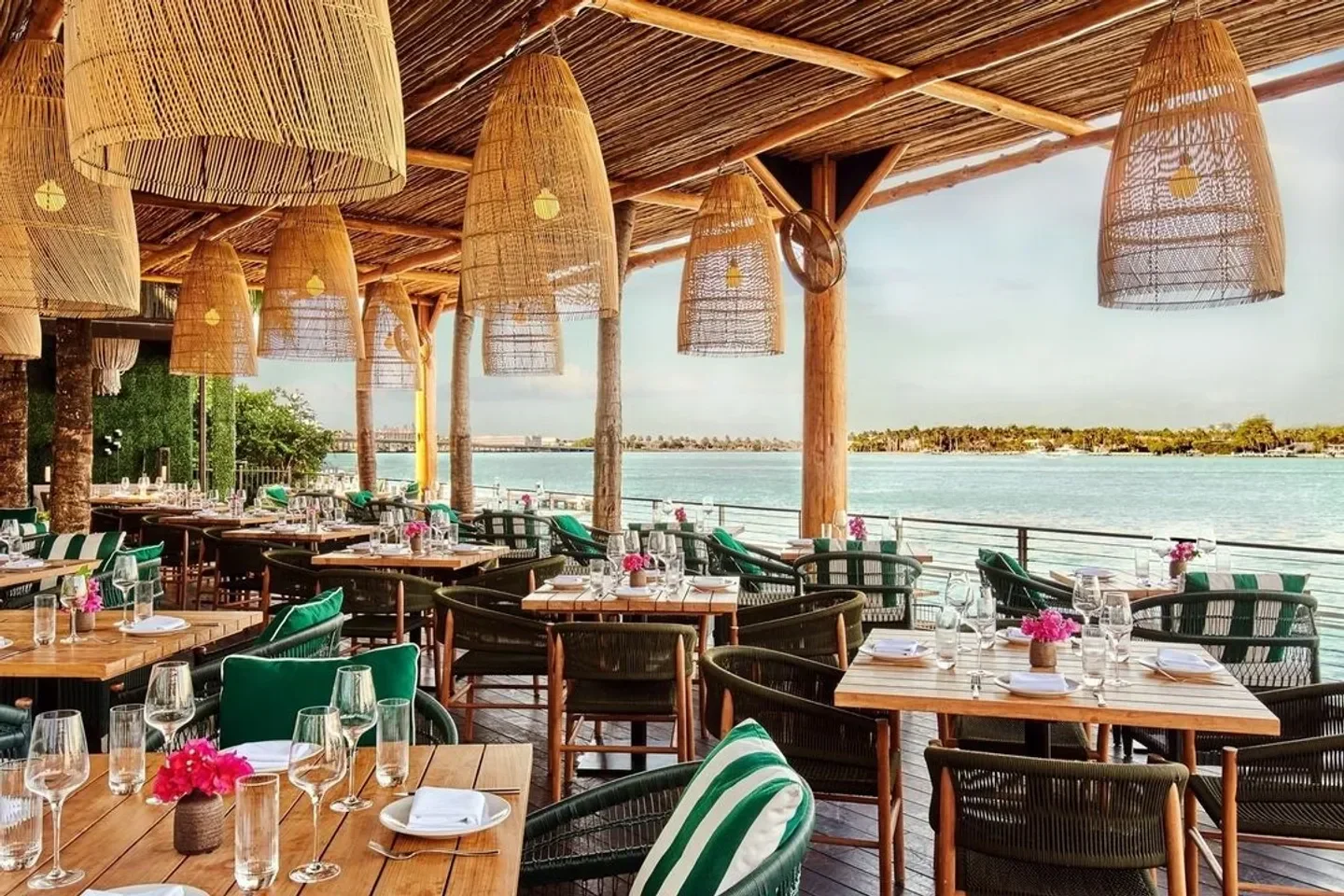 Baia Beach Club in Miami: Waterfront dining with stylish decor and ocean views.