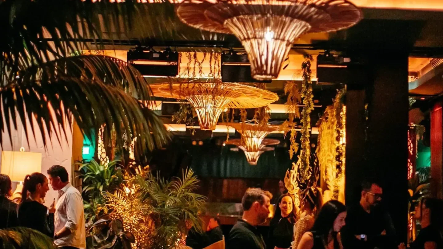 Elegant dining scene at Baoli Miami restaurant with stylish lighting and decor