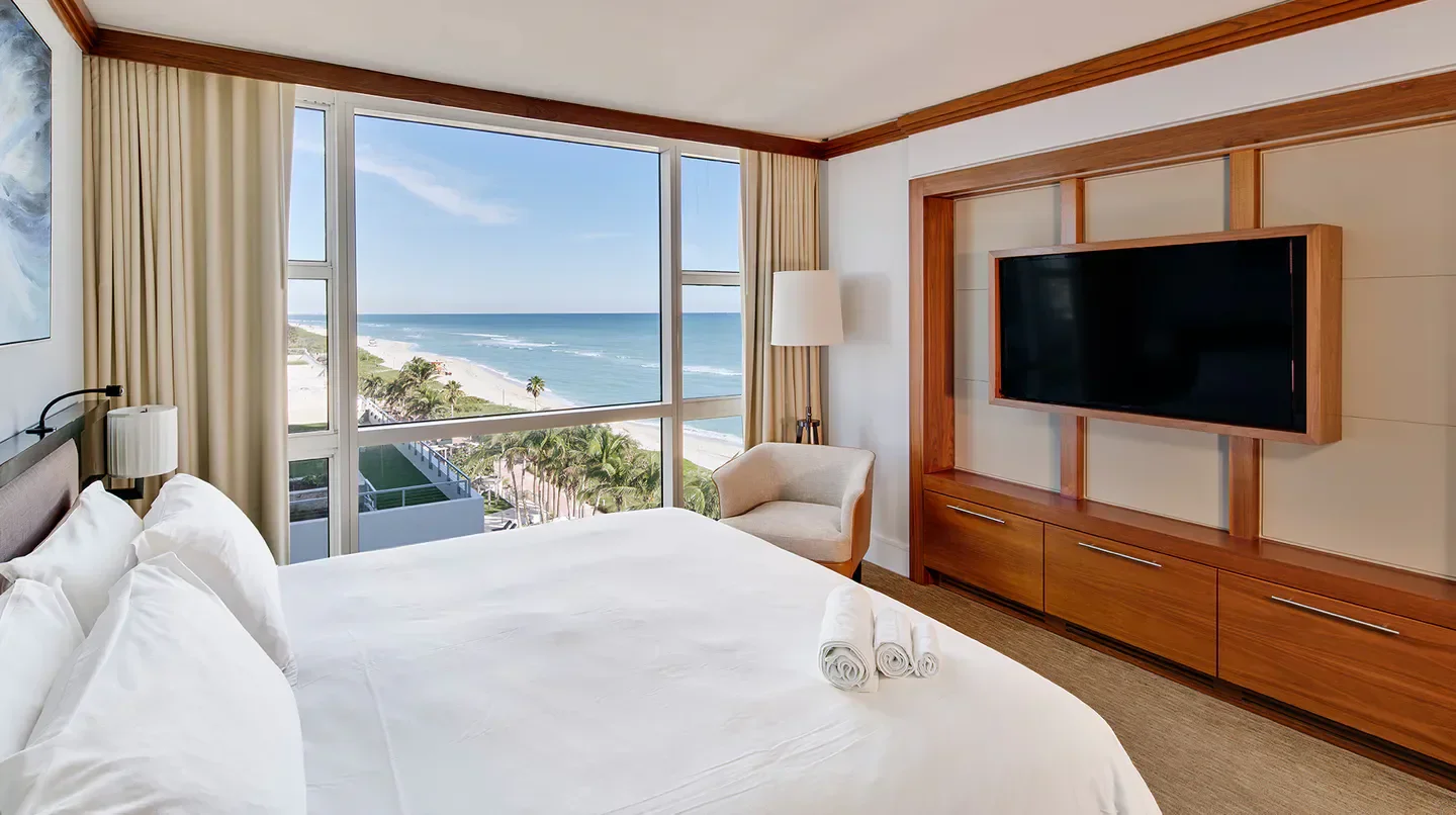 Ocean view from a room at the Carillon Miami Wellness Resort in Miami, Florida.