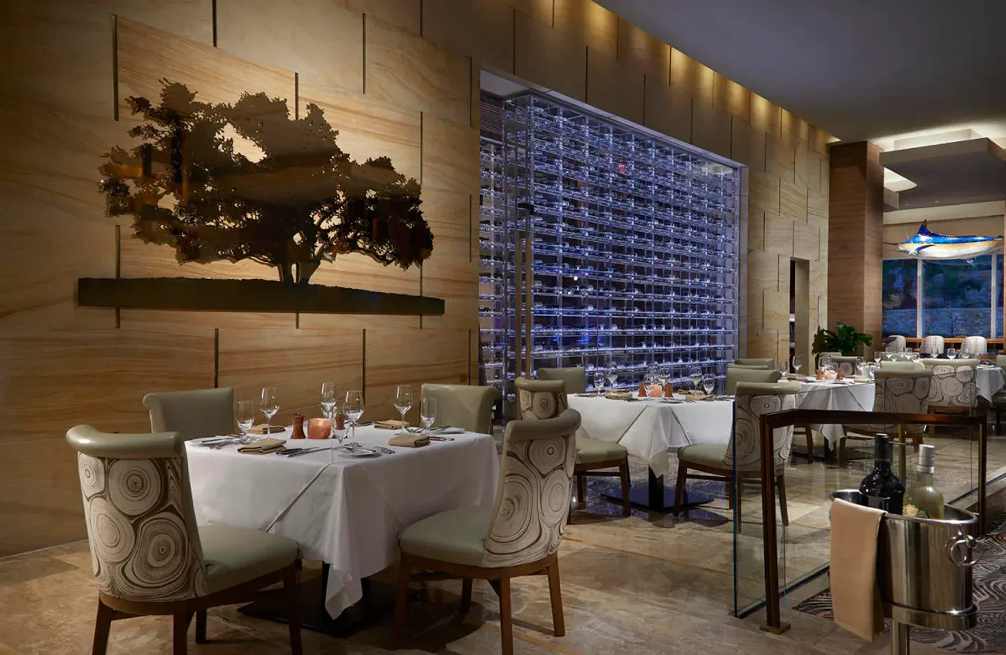 Interior dining space at Council Oak Steaks & Seafood - Hollywood in Miami, Florida.