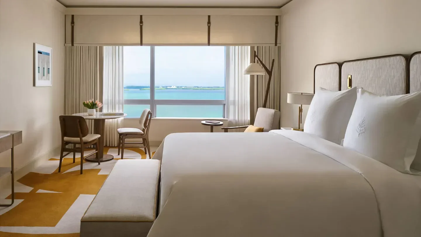 Elegant Four Seasons Hotel Miami bedroom with ocean view, Miami, Florida
