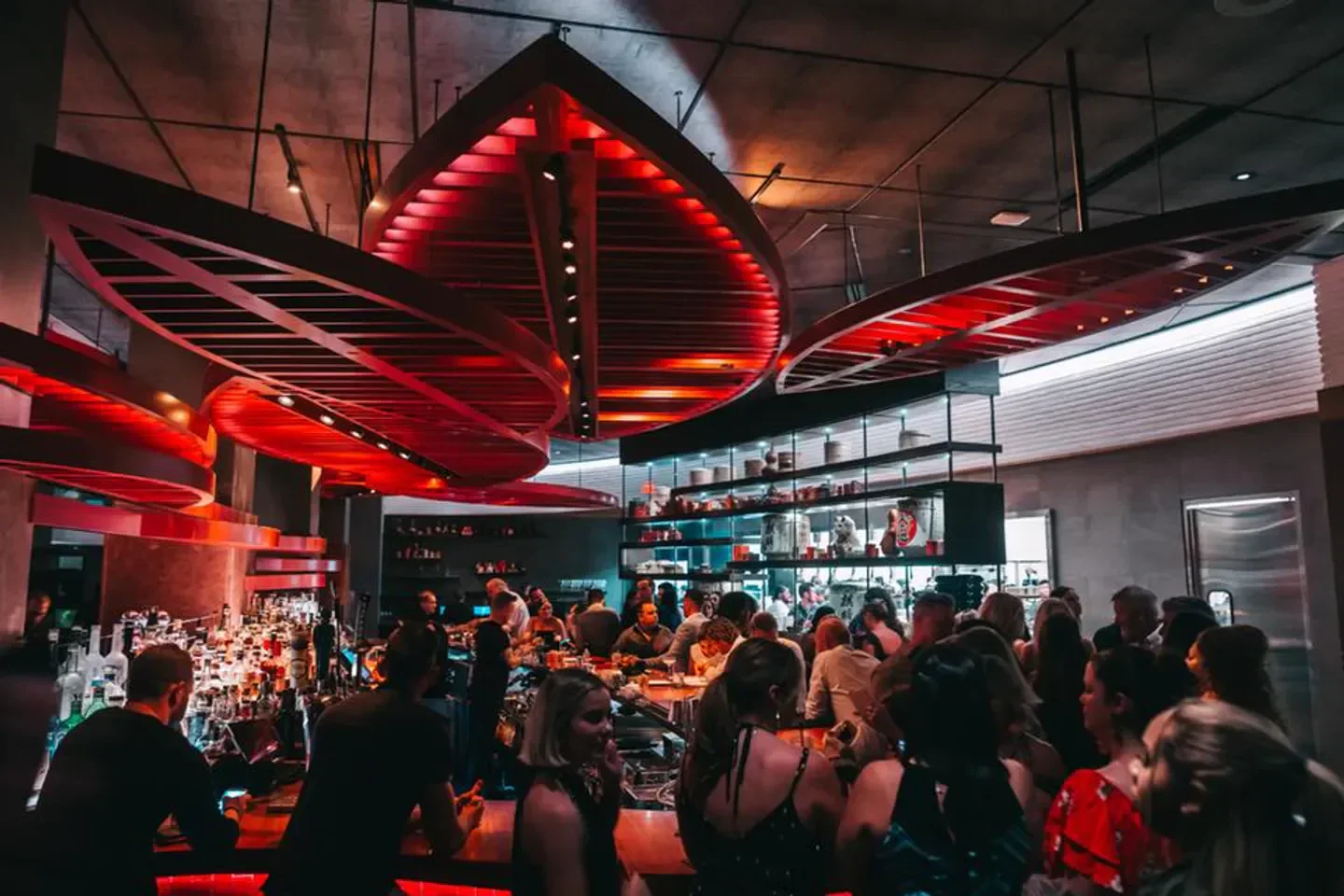 Inside Komodo nightclub in Miami, featuring stylish decor and bustling nightlife atmosphere.