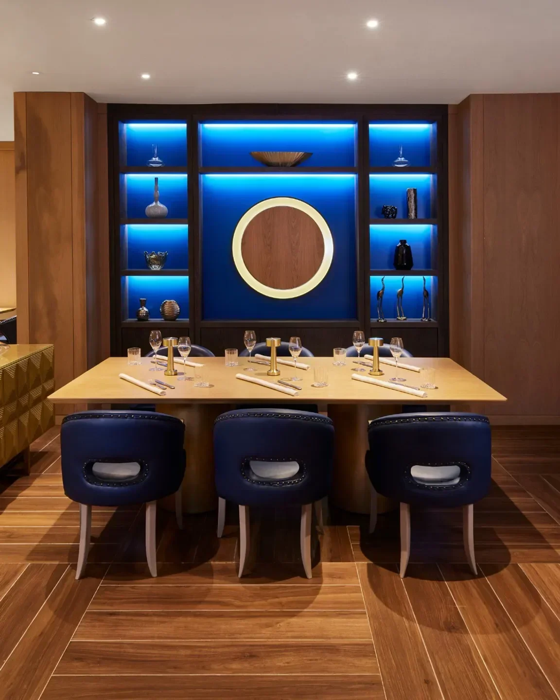 Interior of Tambourine Room by Tristan Brandt in Miami with dining table and decor.