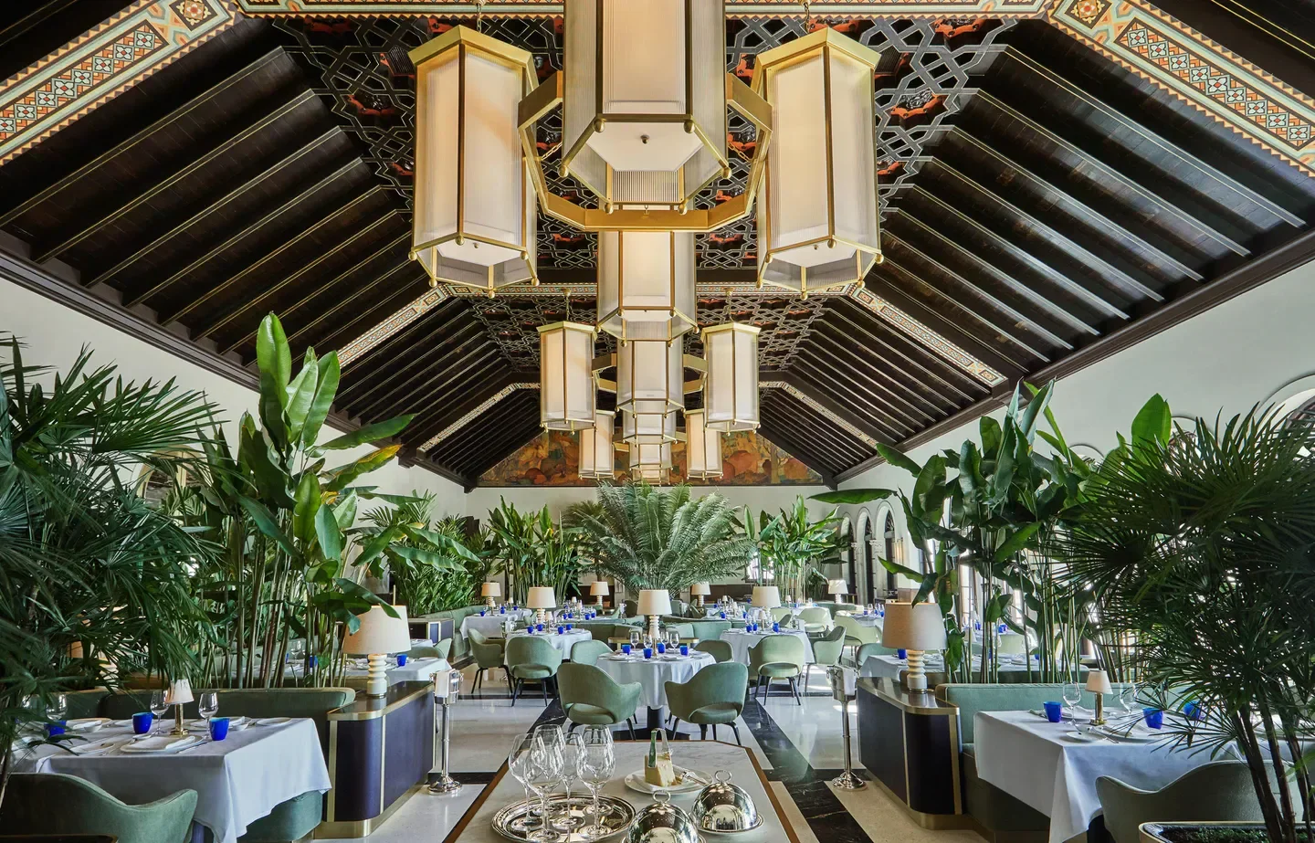 Interior of The Surf Club Restaurant by Chef Thomas Keller in Miami, elegant dining.